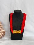 Nepali Maili Tilhari Hydro Necklace — Red Beaded Traditional Tilhari with Gold-Tone | Bridal & Teej Jewellery