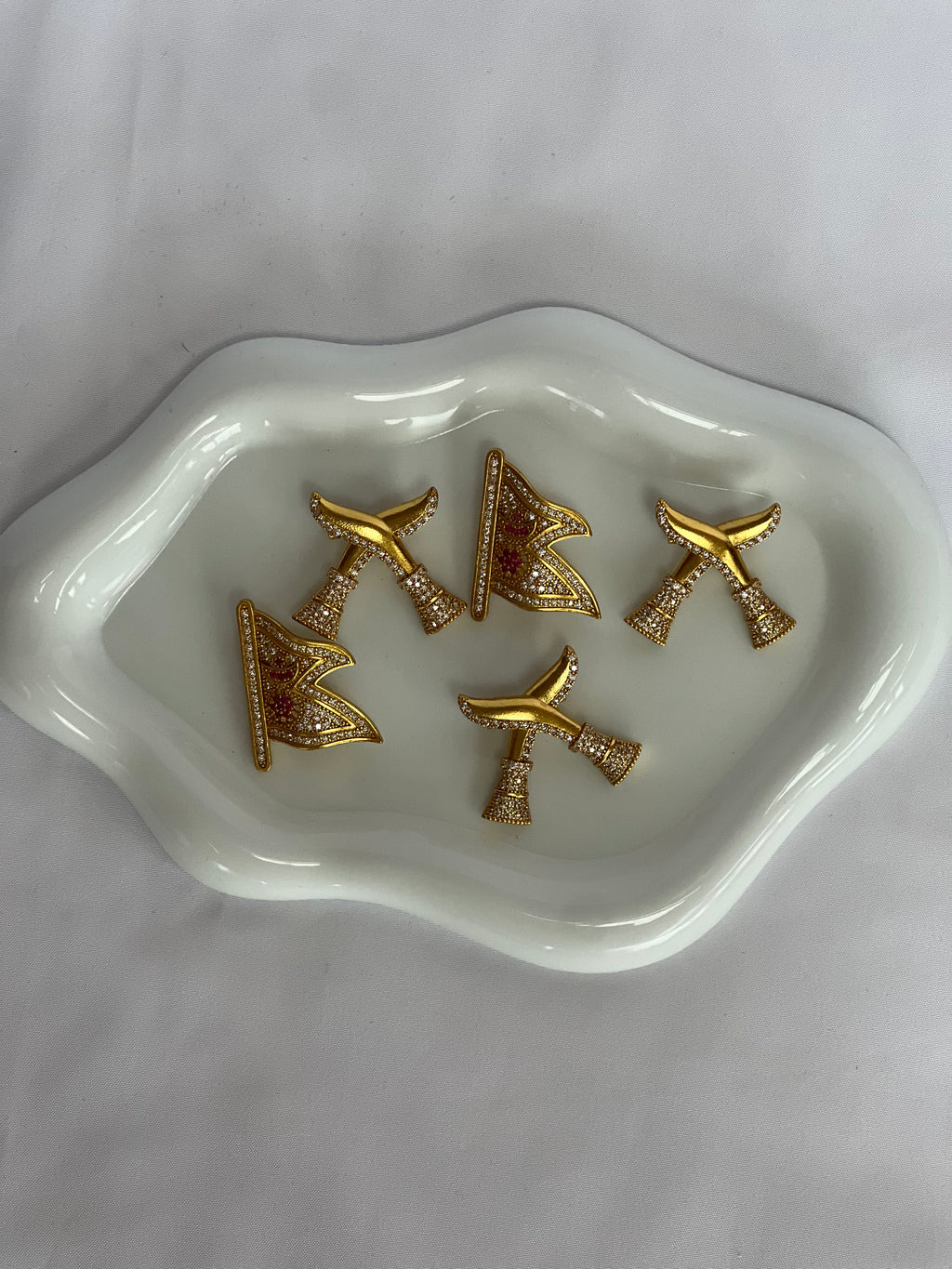 Nepal Flag Gold-Tone Brooch with CZ Gemstone | Patriotic Jewellery