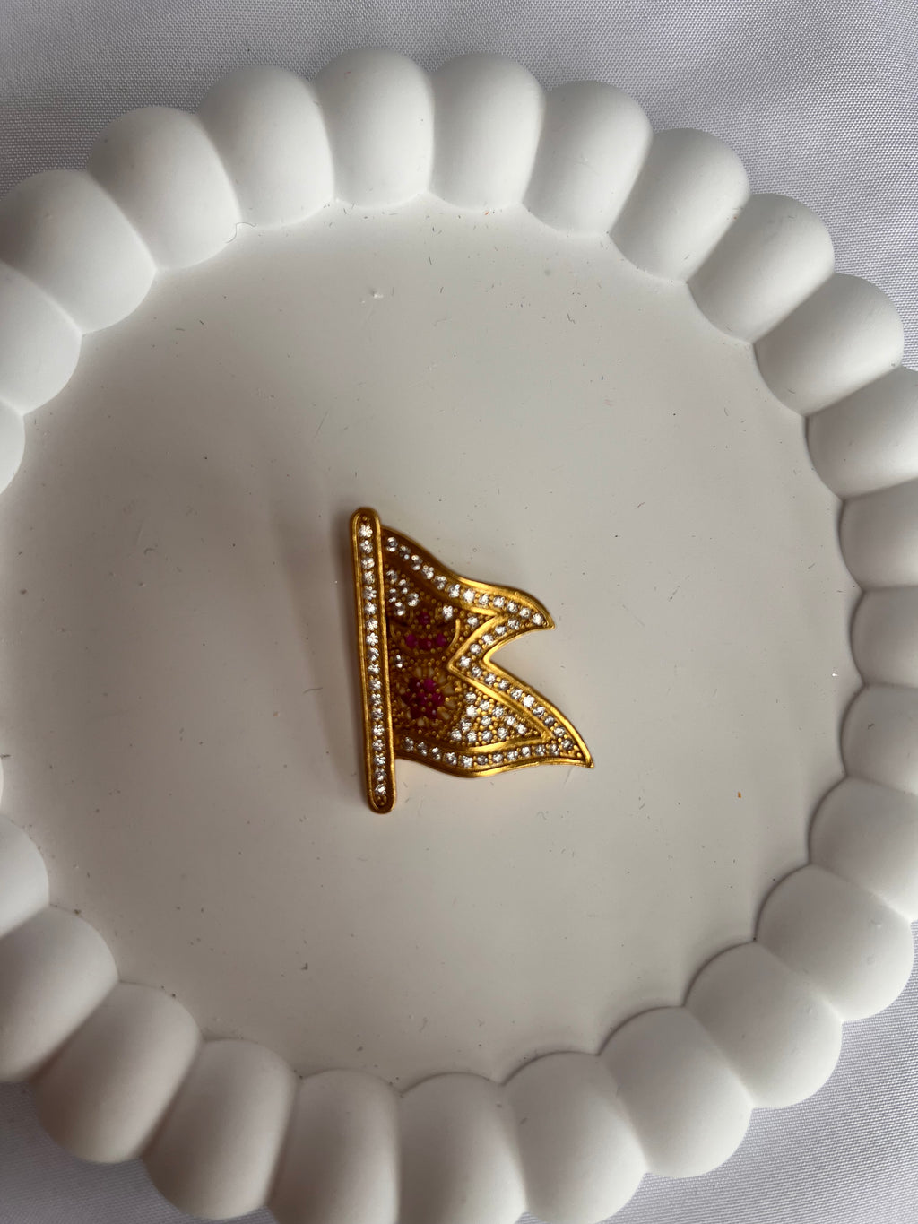 Nepal Flag Gold-Tone Brooch with CZ Gemstone | Patriotic Jewellery