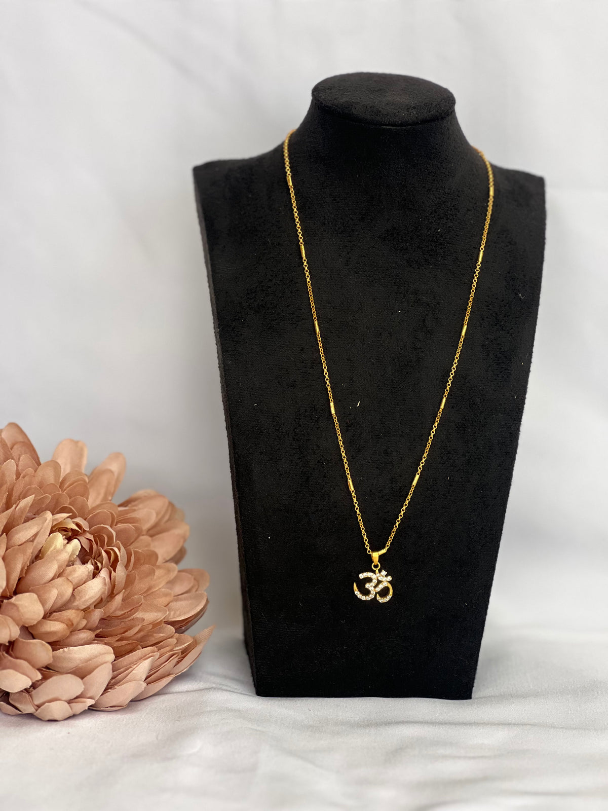 Om Aum CZ Gold-Tone Pendant Necklace | Spiritual Jewellery