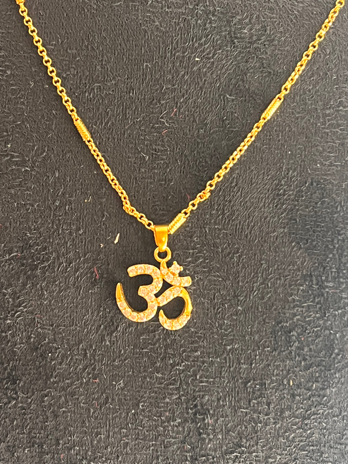 Om Aum CZ Gold-Tone Pendant Necklace | Spiritual Jewellery