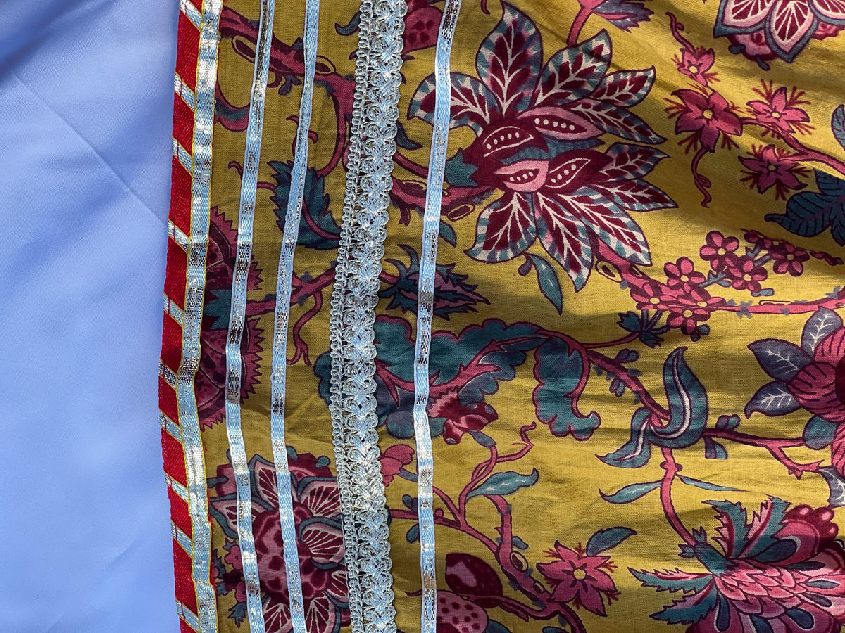 Kids Cotton Kurta Set - Mustard Floral Print