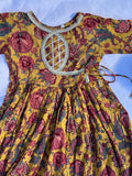 Kids Cotton Kurta Set - Mustard Floral Print