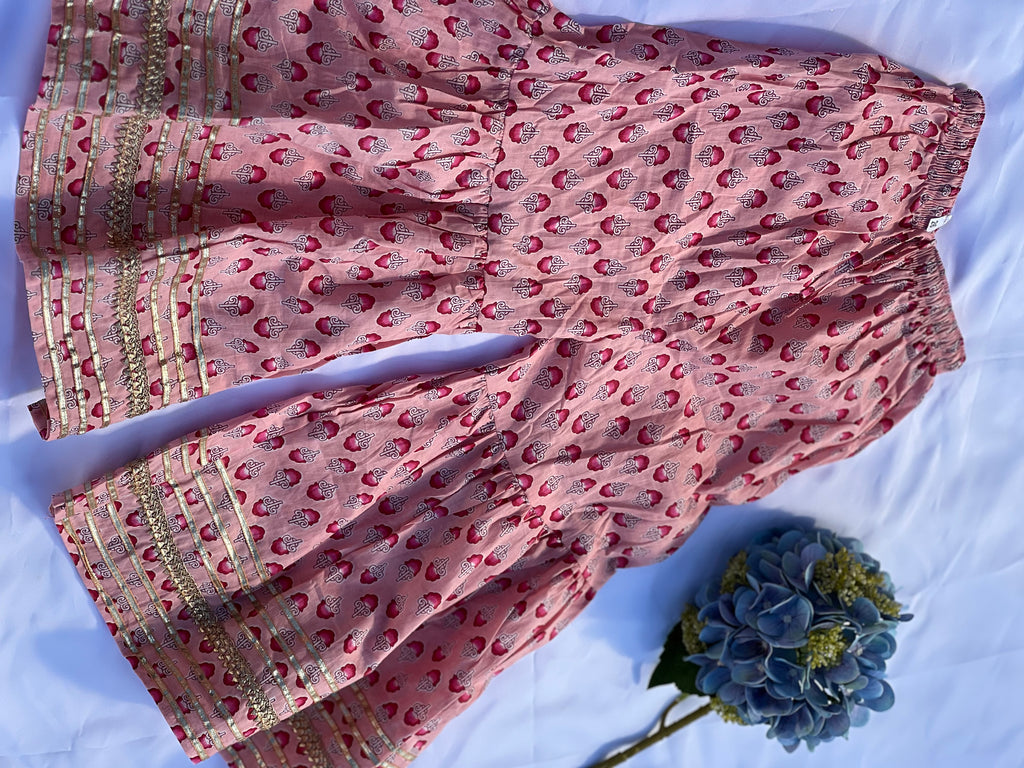 Kids Festive Frock — Pink Paisley & Sharara