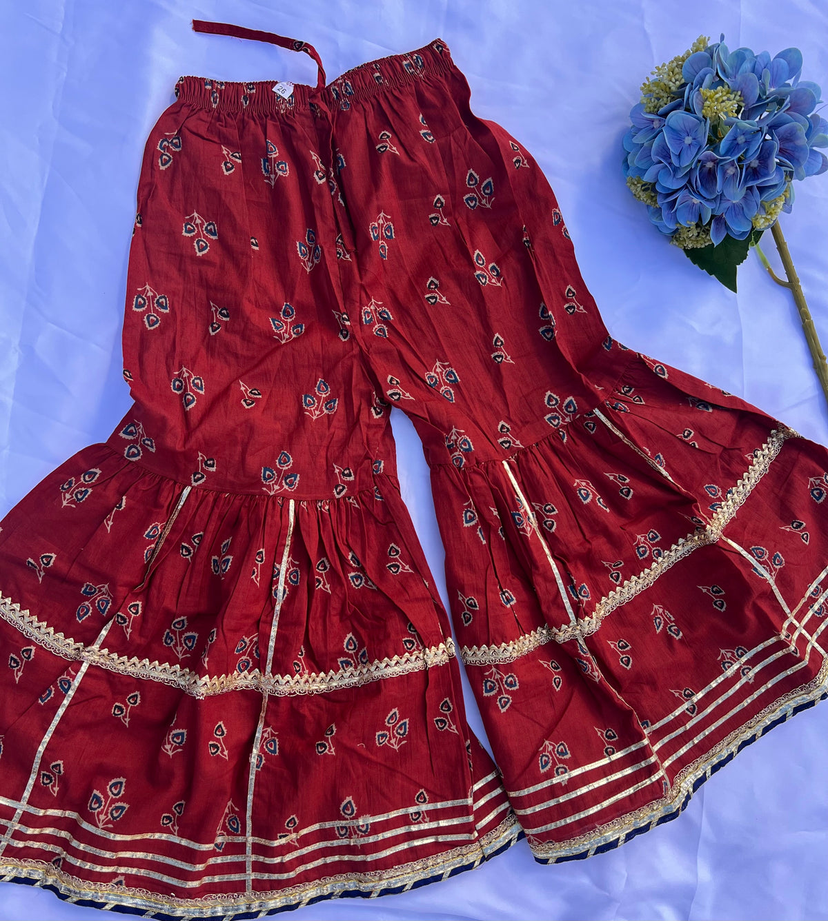 Kids Festive Kuthi — Deep Red Paisley
