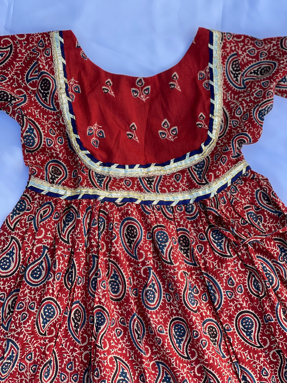 Kids Festive Kuthi — Deep Red Paisley