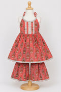 Kids Festive Kuthi — Peach Coral 3-Piece Set