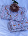 Premium Malmal Cotton PJ Set — Burgundy Trim
