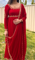 Rich red Anarkali full length with dupatta
