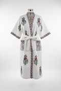 Block Print Floral Kimono Pink Mauve on mannequin