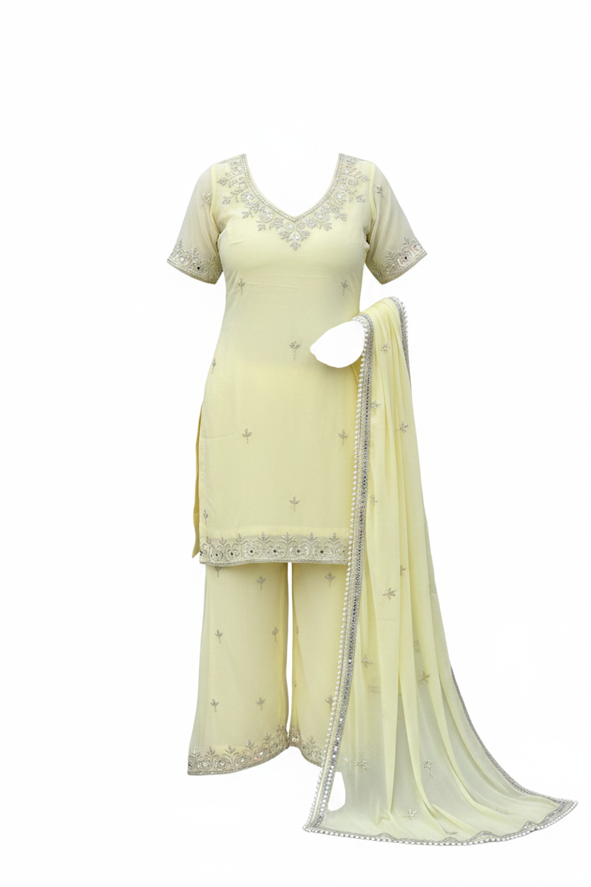 Boutique Premium Kurta Set Soft Lemon Yellow product shot