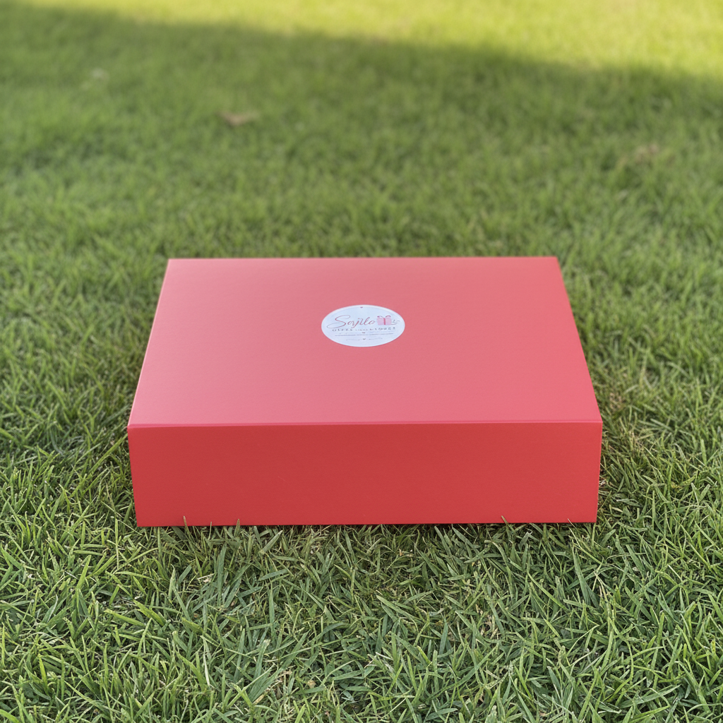 Teej Elegance Gift Box - Red Magnetic Closure Box with Sajilo Logo