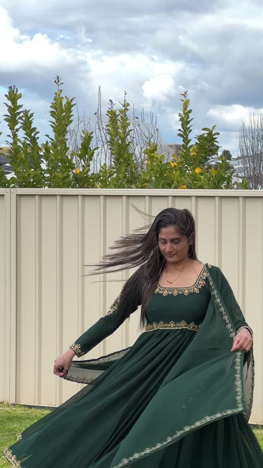 Boutique Premium Anarkali Set — Deep Forest Green - Sold Out