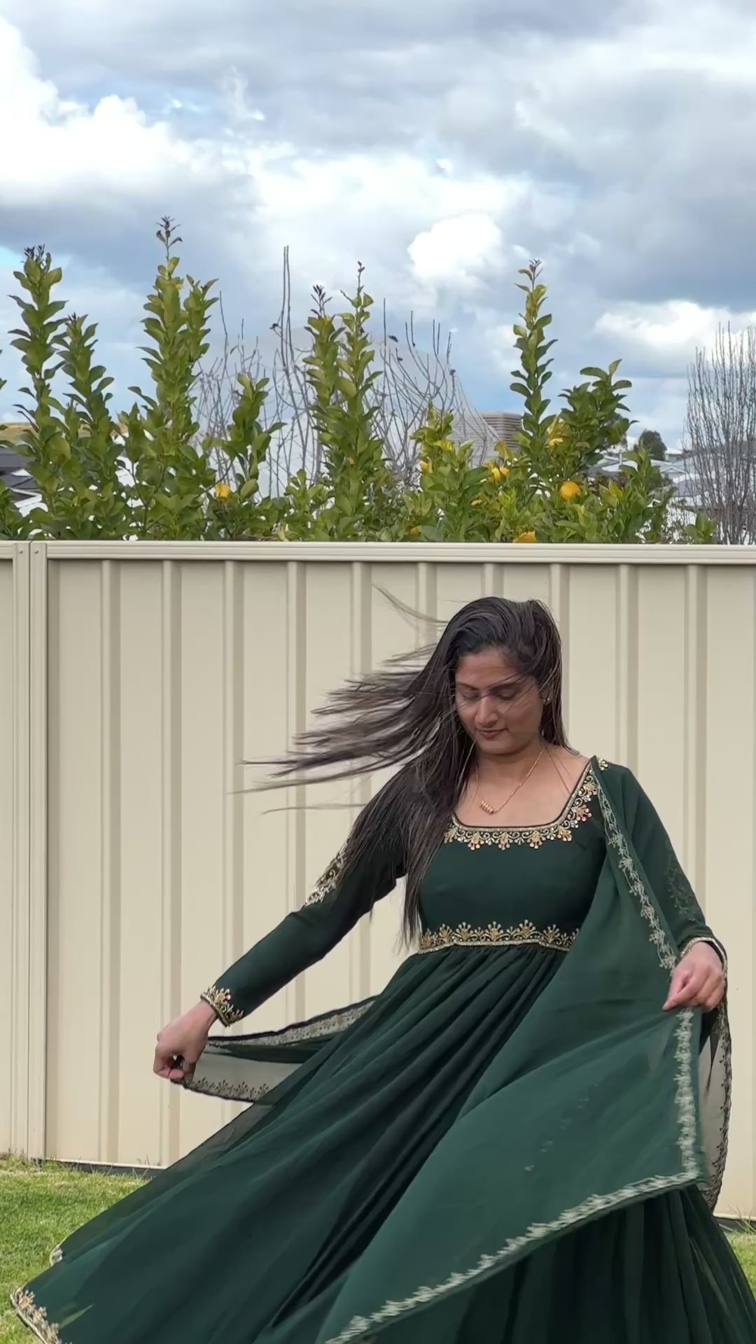 Boutique Premium Anarkali Set — Deep Forest Green - Sold Out